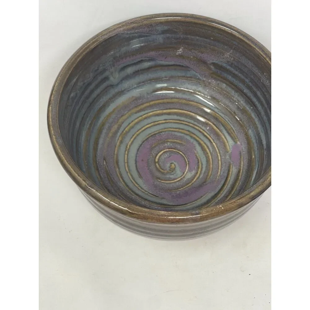 Handmade Pottery Cereal Bowl Signed Sanger 2006 Art Pottery Brown Vintage 5.5